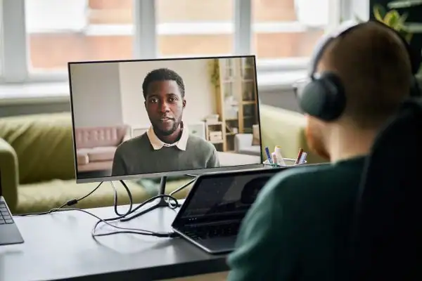 Man attending online mediation Consett MIAMS session
